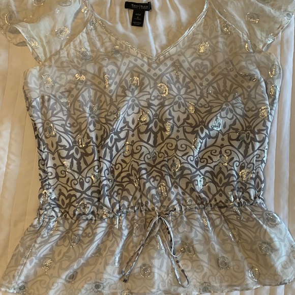White House Black Market Tops - Whit House Black Market silver gray top